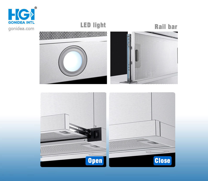 Kitchen Vent Stainless Steel 90cm Cooker Hood With Led Lights