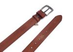 Tan Color Embossed Leather Belt Prong Buckle Adjustable 4.0mm Thick