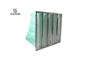 Wholesale Glass Fiber H14 Aluminum Bag Filter , Pocket Air Filter 21mm from china suppliers