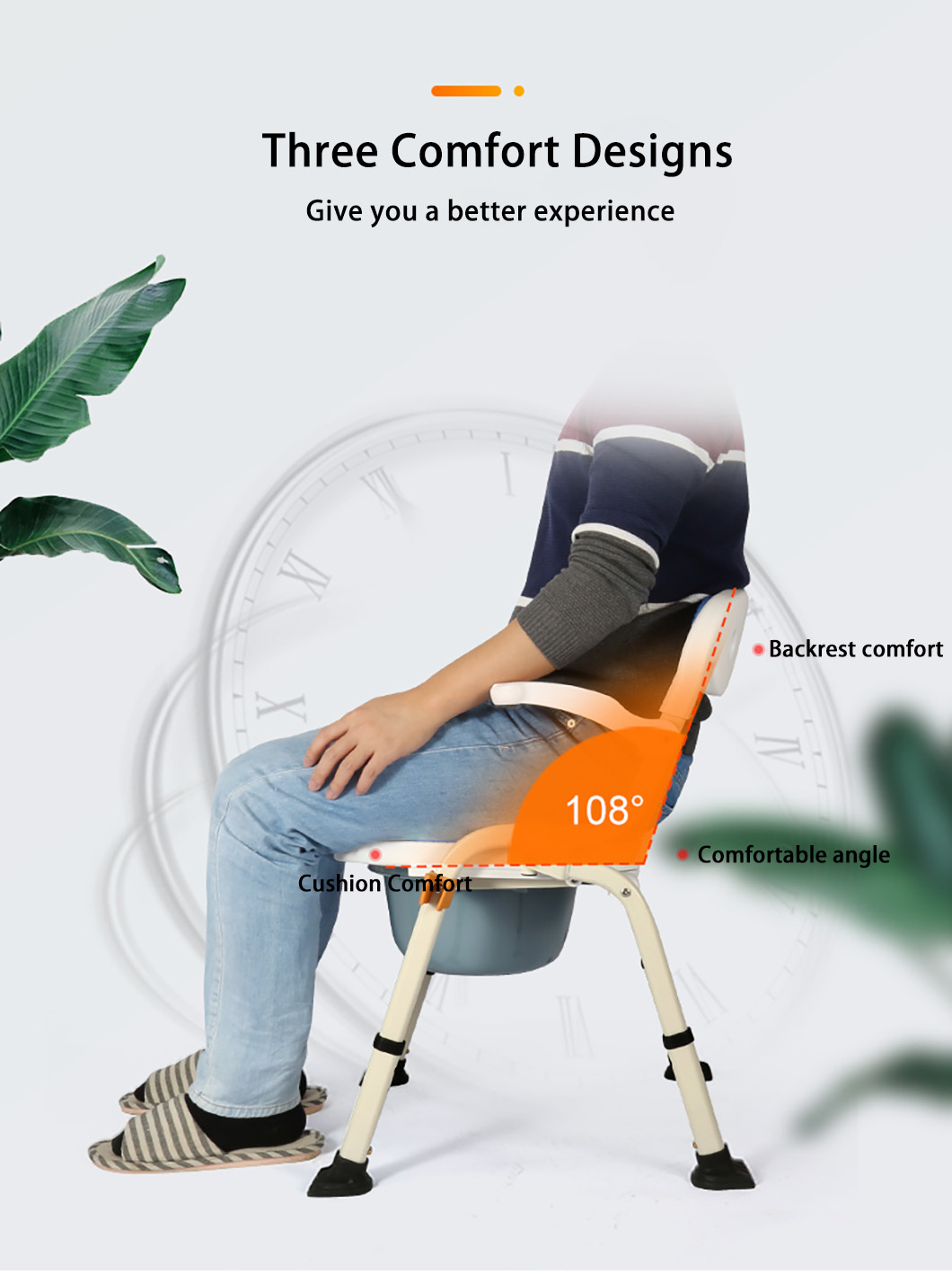 Lightweight 3 In 1 Toilet Chair Height Adjustment Folding Water Proof