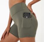 Women Workout Shorts With Pocket High Waist Yoga Shorts Sexy Fashion