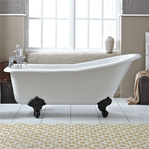 Classical 67 Inch Acrylic Soaking Tubs , Zinc Alloy Claw Foot Freestanding Slipper Tub