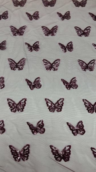 Luxary Butterfly Sequin Embroiderey Fabric Durable and Elegant Luxary Embroidery