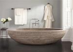 Oval Shaped Durable Natural Stone Bathtub Sandstone Travertine Material