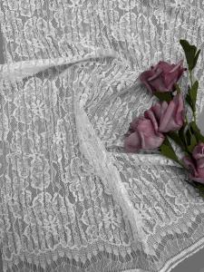 Wholesale 55 Inch White Floral Lace Fabric In Nylon Cotton Rayon Composition With Scallop Eyelash from china suppliers