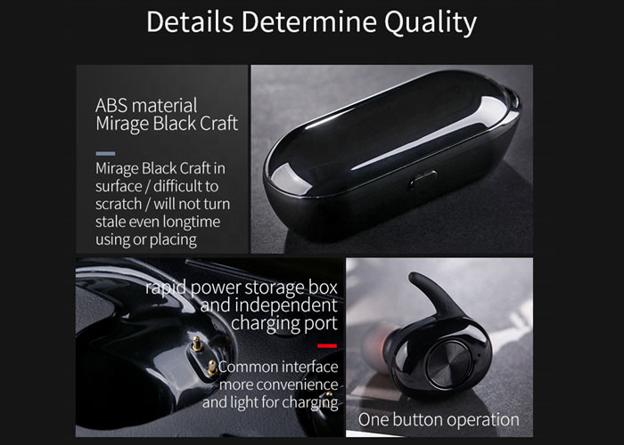 ABS True Wireless Bluetooth Sports Earphones / IPX7 Waterproof Bluetooth Stereo Earphone