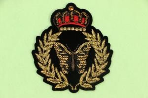 Wholesale High Class Gold Silver Metallic Crown Patch With Rhinestone On Velveteen For Jeans Jacket from china suppliers