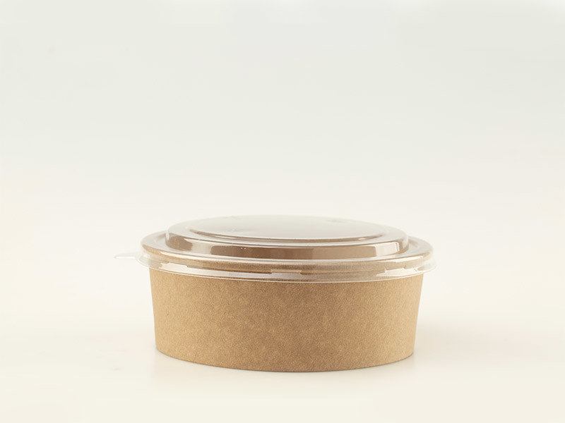 750ml Plastic Free Kraft Paper Salad Bowls With PET Lids