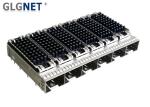 Piggyback SFP Cage Connector 1x6 Ganged Heat Sink EMI Cage For 10G Network