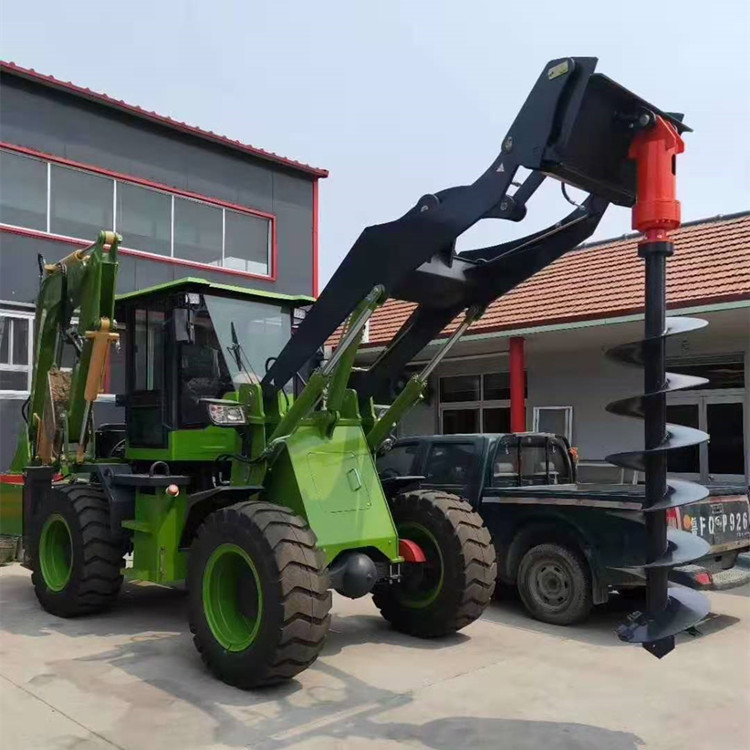 Construction machinery turbocharged engine 100hp 6.5 ton loader backhoe in green