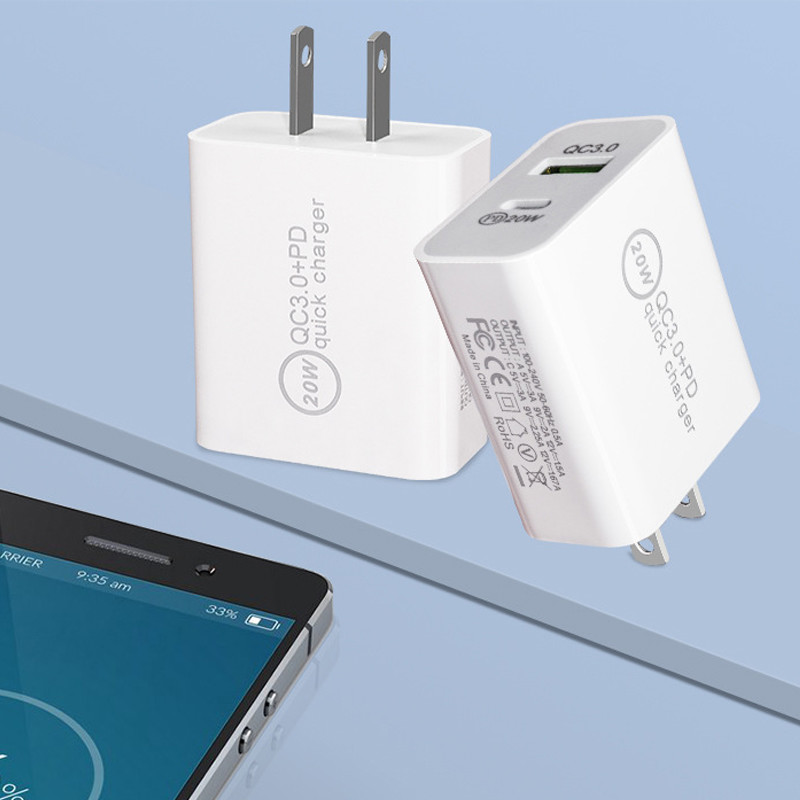 5V 4A QC3.0 Dual USB Plug Adapter PD 20W Quick Charge Plug
