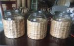 Best selling Seagrass bottle carrier Wicker detox bottle holder Seagrass glass