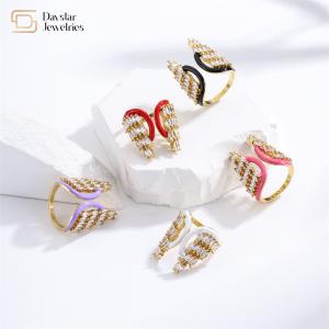 Wholesale Colorful Enamel Butterfly Angel Wing Christmas Tree Rings Zircon Adjustable from china suppliers