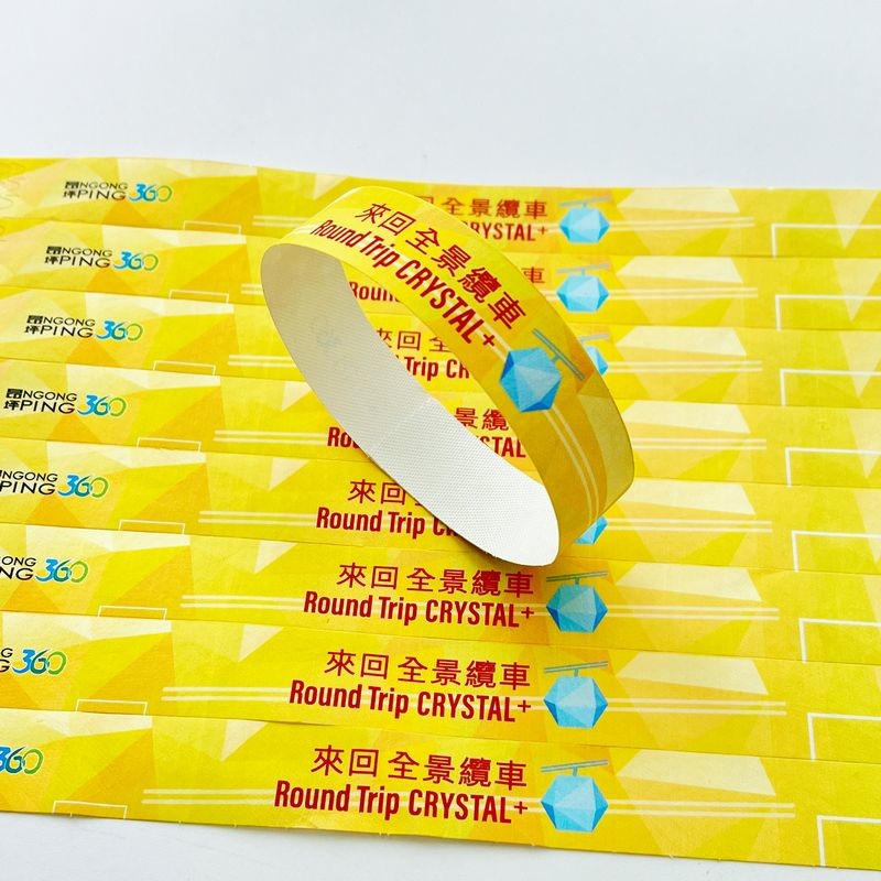 Custom Logo Waterproof Tyvek Wristbands Full Color Sequential Numbering Snap Closure