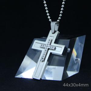 Wholesale Trendy Stainless Steel CZ Crystal Stones Inlay Cross Plus Symbol Necklace Pendant LDC146 from china suppliers