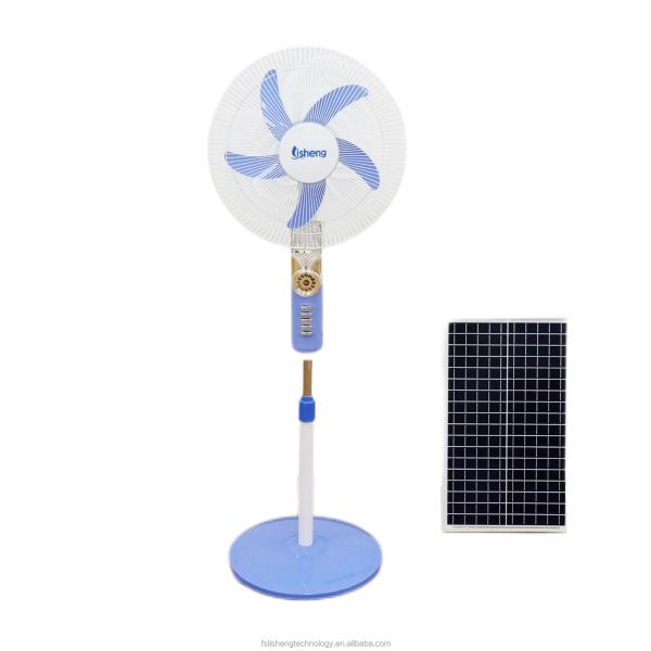 18 Inch 12V DC Rechargeable Stand Fan With Solar Panel And Lithium Battery