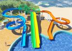 Fun Aqua Park Water Slide Green / Yellow Smooth Fiberglass Family Size