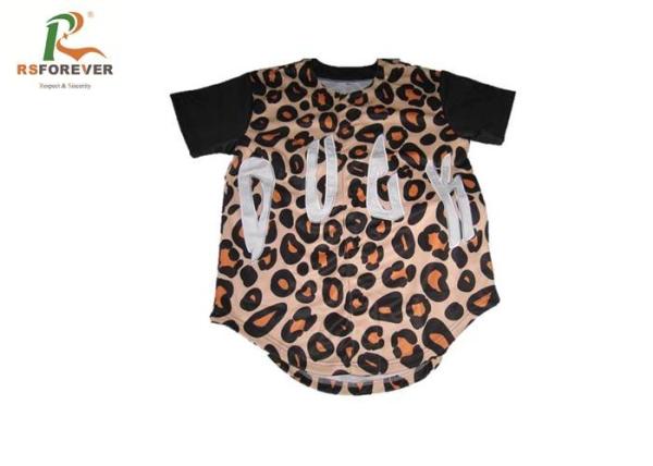 Outdoor Short Sleeve Baseball Tee Womens , Custom Made Leopard Print Baseball