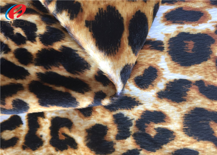 Leopard Printed Micro Velboa Polyester Velvet Fabric For Upholstery , Eco - Friendly
