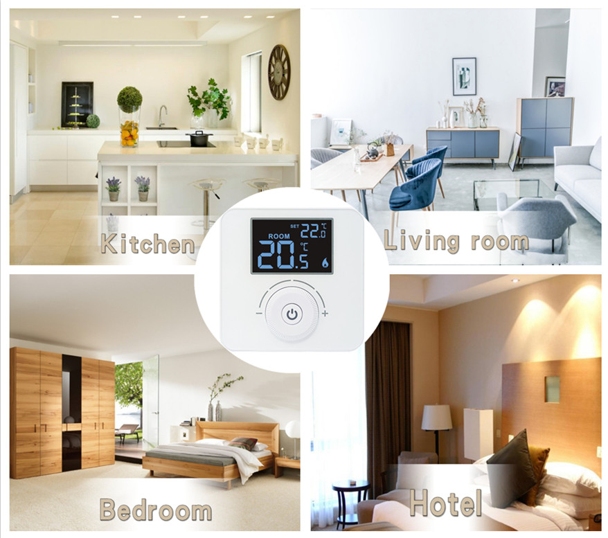 8A 230V Digital Wired Room Thermostat 0℃-40℃ Temperature Range