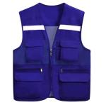 Neon Blue Hi Vis Vest Reflective Cotton Polyester Safety Vest For Working