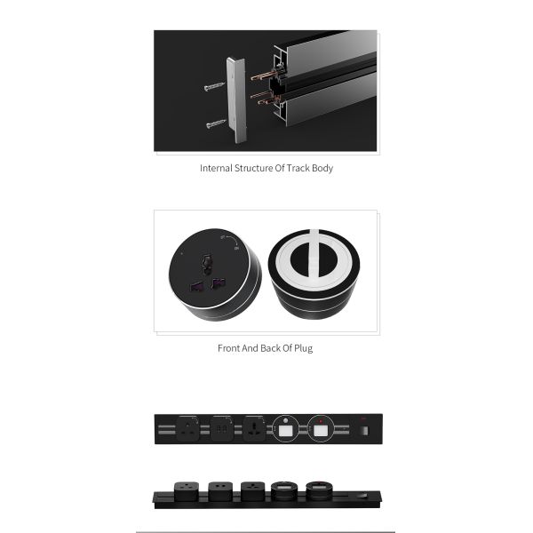 Power Track Rail Electric Outlet Adapters Customized for Your Kitchen or Office Needs