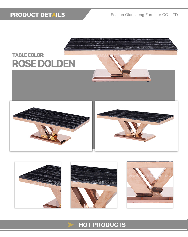 0.2CBM 78kg Marble Top Center Table No Folded Rose Gold Legs