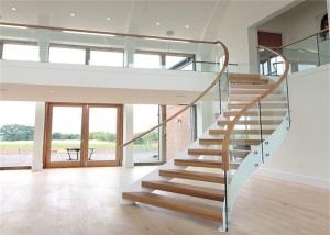 Wholesale Steady Structure Building Curved Stairs , Contemporary Wooden Spiral Staircase from china suppliers