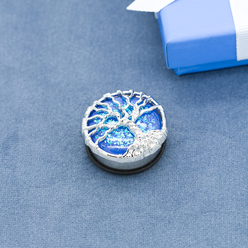 13mm Ear Plugs Tunnels Body Jewelry Blue Dichroic Life Tree 304 Stainless Steel
