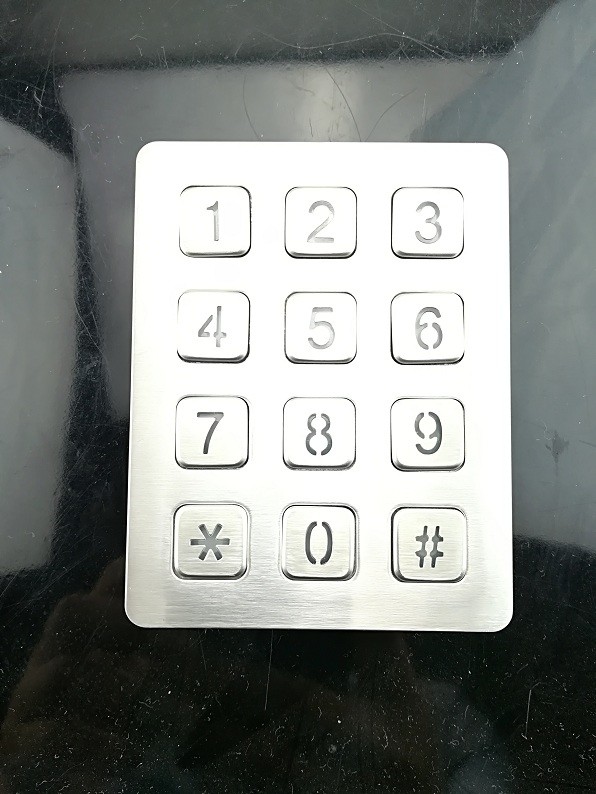 12 keys Panel mounted stainless steel illuminanted keypad with male pin out connector