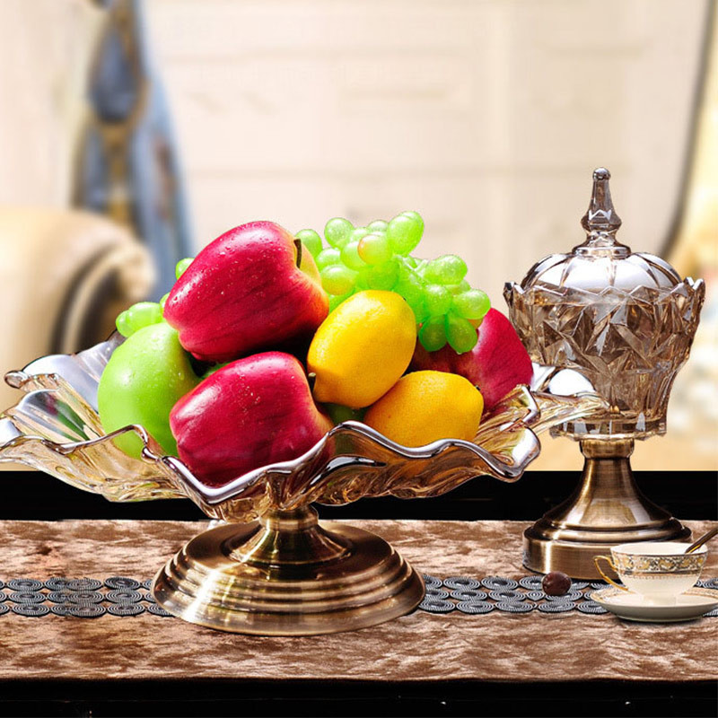 Luxury Decorative Handmade Bronze Glass Fruit Bowl