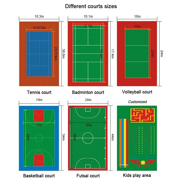 Slip Resistance Interlocking Sports Flooring Indoor Multi Basketball Sports Court