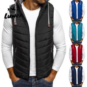 Wholesale Casual Outdoor Hooded Utility Warm Plus Size Zipper Drawstring Coatsmen Lightweight Quilted Waistcoat Vest from china suppliers