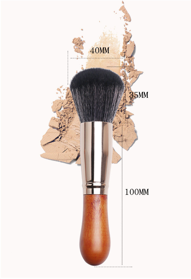 Ergonomic Microphone Dotted Wooden Handle Makeup Brushes Skin Friendly