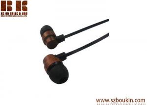 Wholesale Flat Cable 3.5mm Stereo Wood Earphone Stereo Wood Earbuds Wholesale from china suppliers