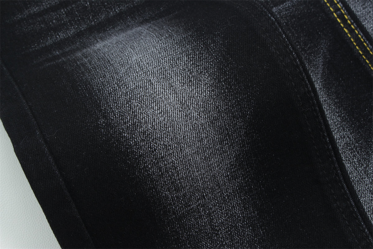 Black Black Cotton Polyester Rayon Spandex Denim Fabric For Jeans