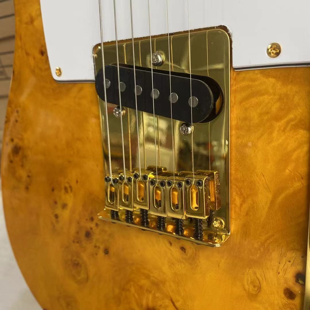 Custom Tele Electric Guitar Burl Maple Top Basswood Body Maple Fingerboard Golden Hardware High Quality Guitar