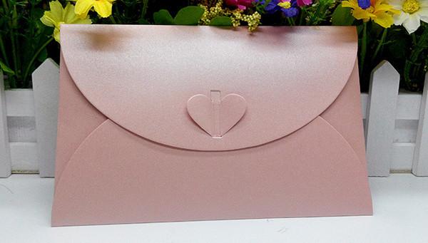 Multi-color optional heart buckle decoration pearl paper envelope for creative
