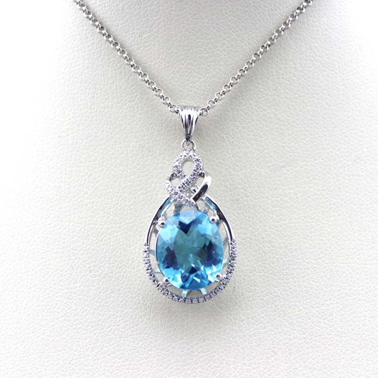 Sterling Silver 10x12mm Oval Amethyst Cubic Zircon Pendant (PSJ0376)