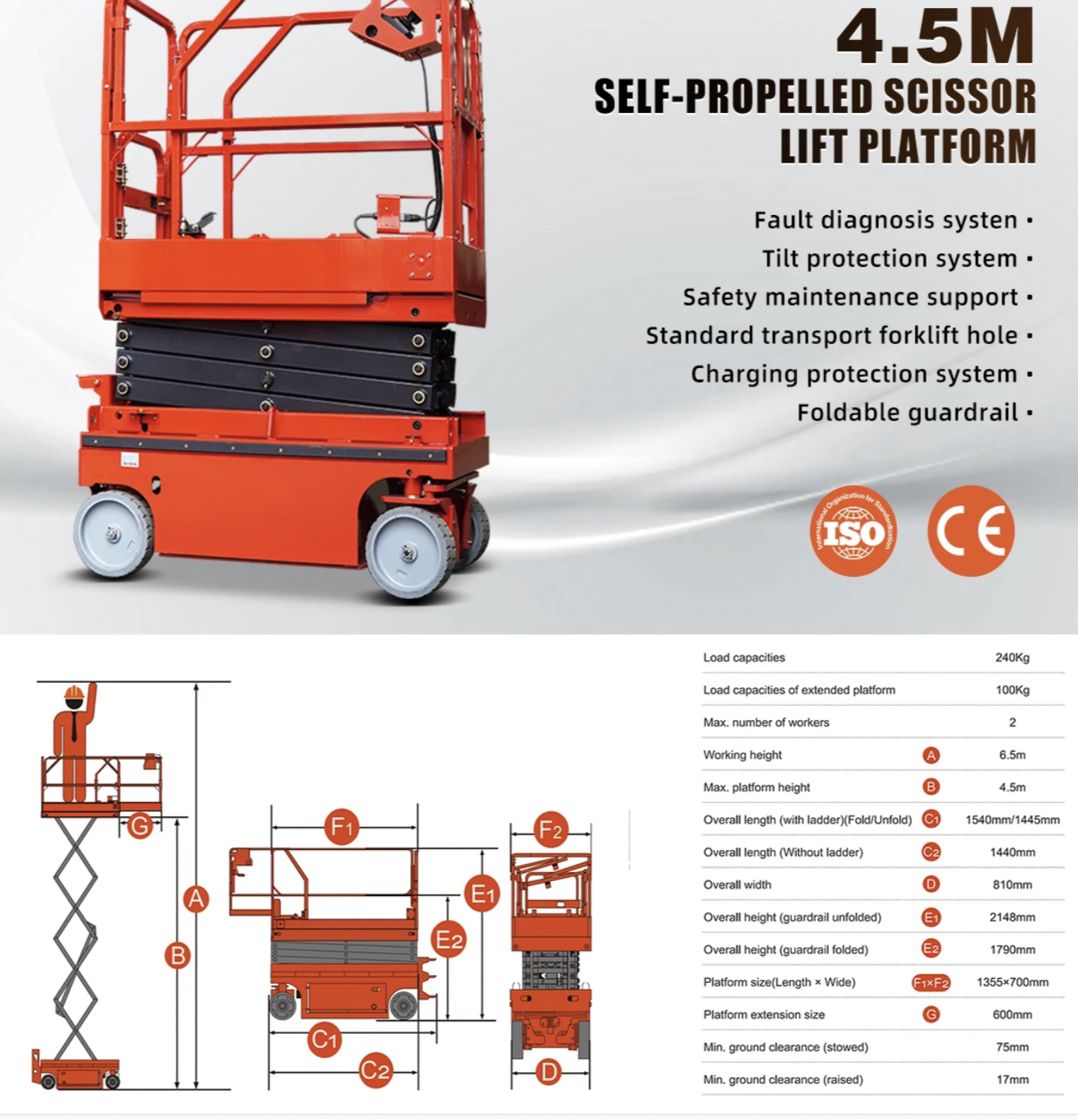 Home Portable Hydraulic Scissor Lift / Small Electric Scissor Lift Table 4m 5m 6m 8m 10m 12m 14m 16m