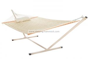 Wholesale Stylish White Printing Tropical Island  Canvas Hammock With Stand Portable Collapsible from china suppliers