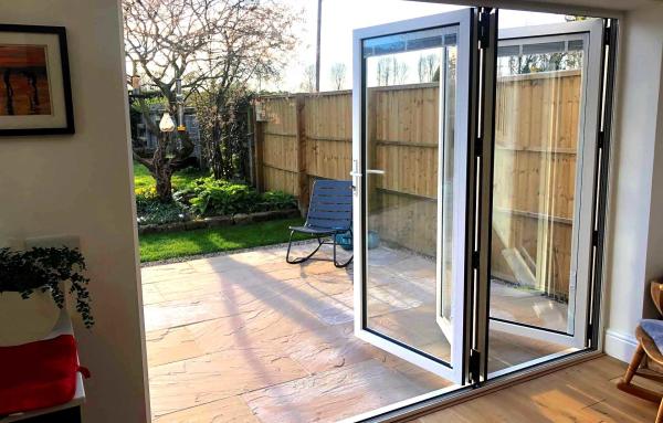 Powder Coated High And Low Waterproof Track Glass Patio Folding Exterior Door