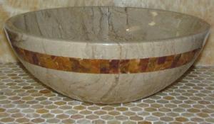 Wholesale Sahara Beige Marble Kitchen Bathroom Sinks With Multi Red Onyx Mosaic Inlay from china suppliers
