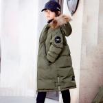 Bilemi Long Hooded Real Fur Coats Kids Down Jacket Army Gren Winter Jacket for