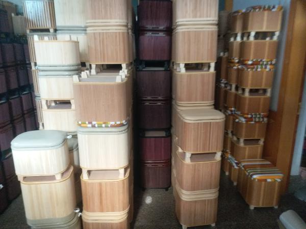 Natural Straw Household Storage Stool Grass Woven Ottoman Box Eco-Friendly Hand