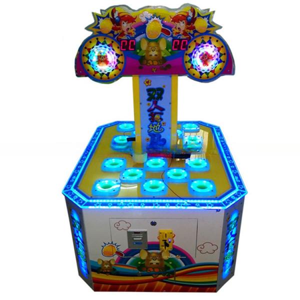 Double players whack a mole coin-operated video games for parent-child children