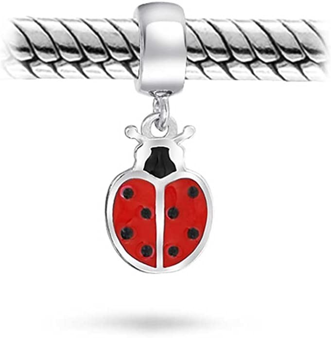 Personalize Red Lucky Ladybug Insect Gardener Dangle Charm Beads For Women Teen