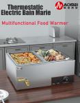 Stainless Steel 6-Pan Electric Bain Marie Buffet Warmer for Food Service