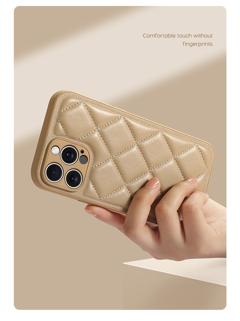 PU Lingge Winter Down Jacket Mobile Phone Cases for iPhone 15 Pro Max Lingge Material