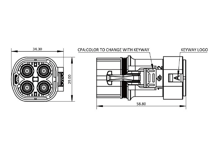 IP6K9K HVIL 1000VDC 4 Pin Waterproof Connector With EMI Shielded